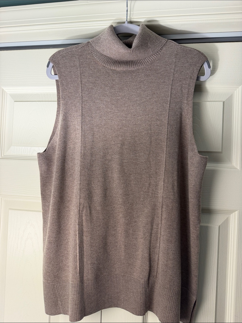 Sleeveless Turtleneck Knit Sweater in Taupe